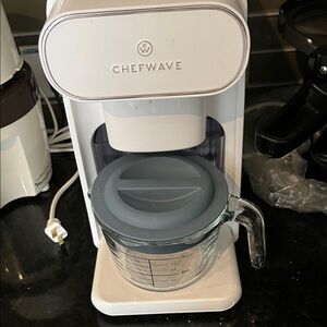 White Coffee Maker with Gray Lid